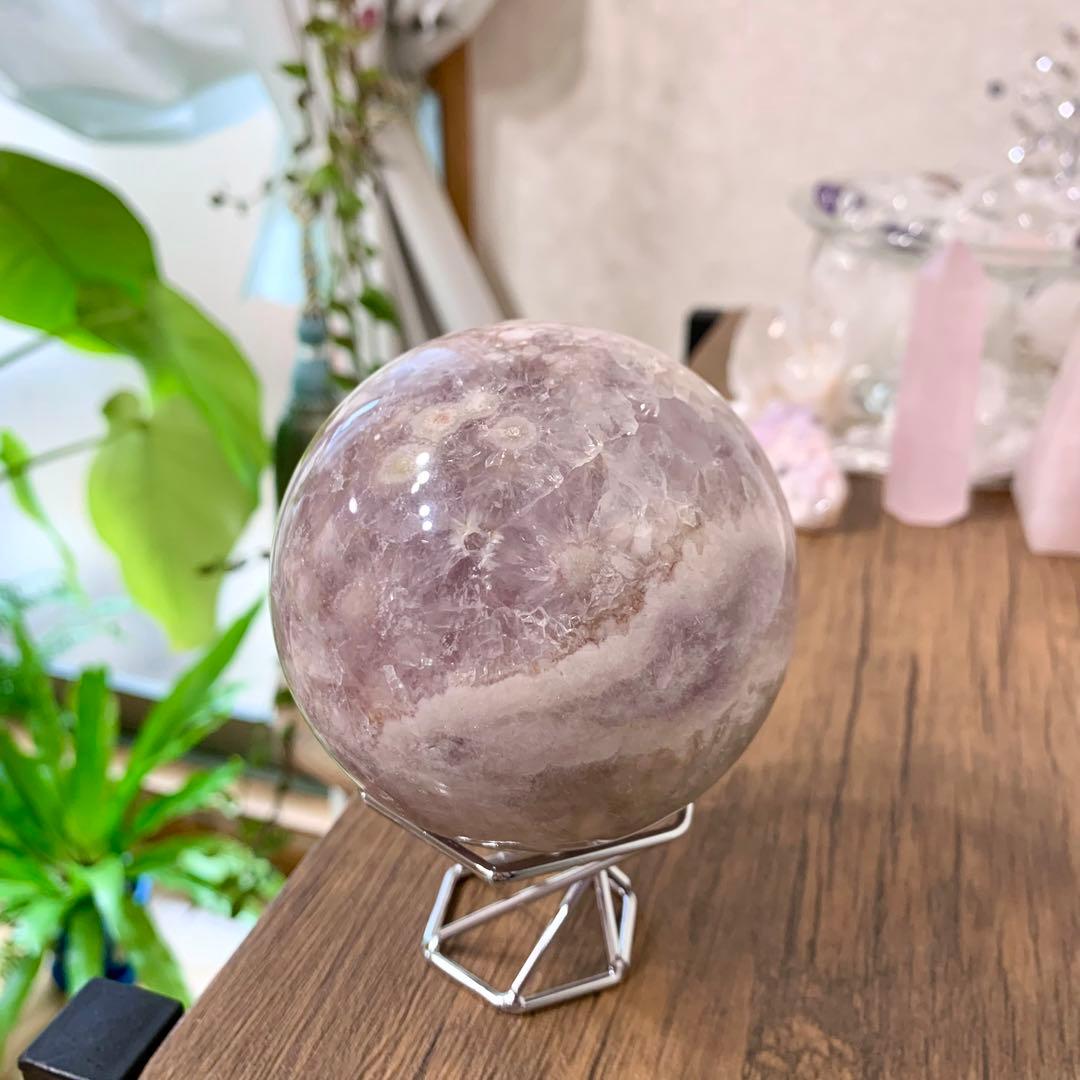 ピンクアメジストフラワーアゲート　大玉　スフィア　8cm ブラジル産