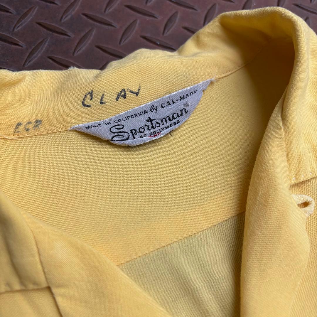 50s US VTG レーヨンシャツ 開襟 フラップ チェーン ハンドステッチ