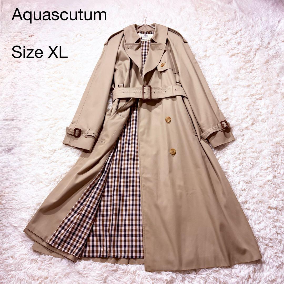 極美品★アクアスキュータム トレンチコート ベージュ 英国製 XL