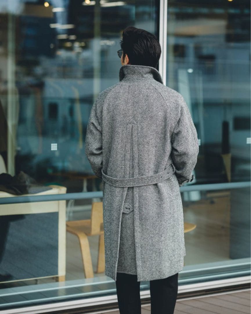 BEAMS F / HARRIS TWEED ダイアゴナル シングル コート