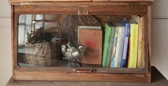 ◎週末限定◎古材,レトロガラス戸,古金具『パタパタ扉キャビネット』未使用