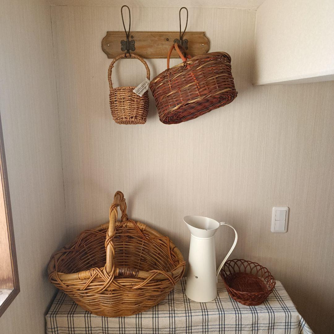 カゴ 籠4点+水差し 計5点 まとめ売り シャビーシック フレンチ ピッチャー