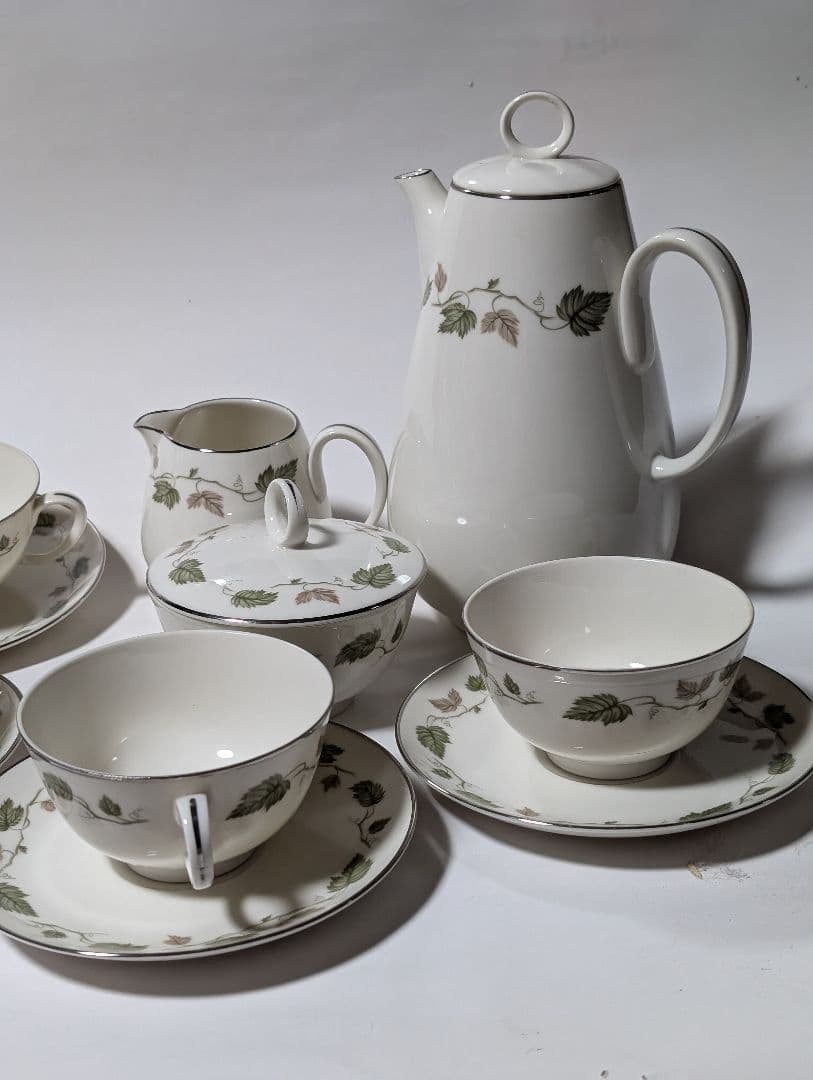 （台テ下）RC オールドノリタケ　葉模様の陶器ティーセット