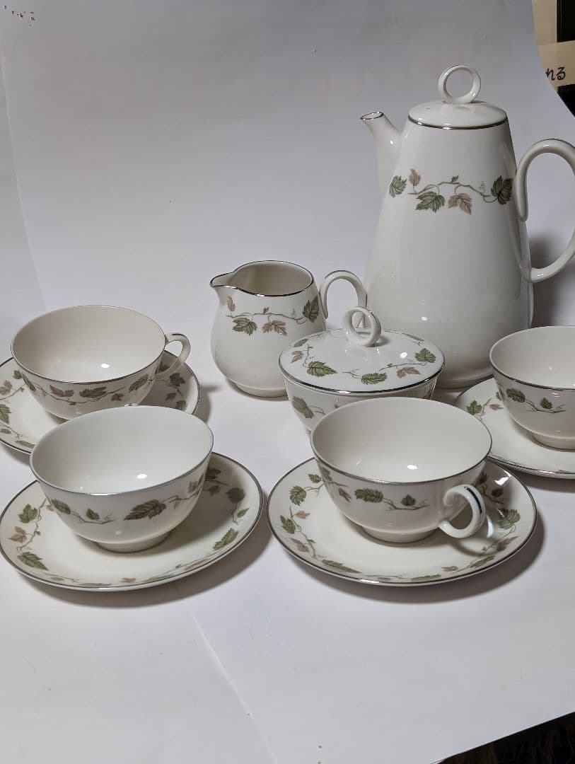 （台テ下）RC オールドノリタケ　葉模様の陶器ティーセット