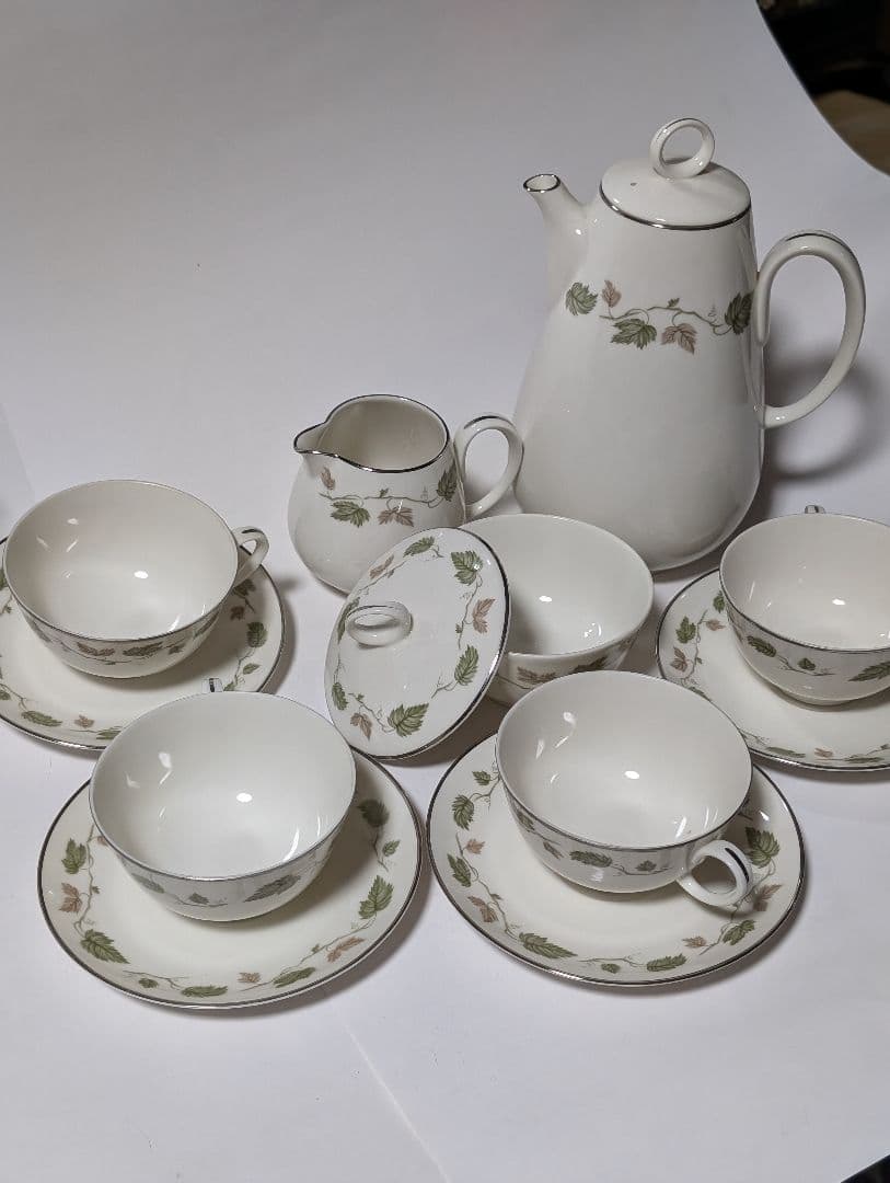 （台テ下）RC オールドノリタケ　葉模様の陶器ティーセット