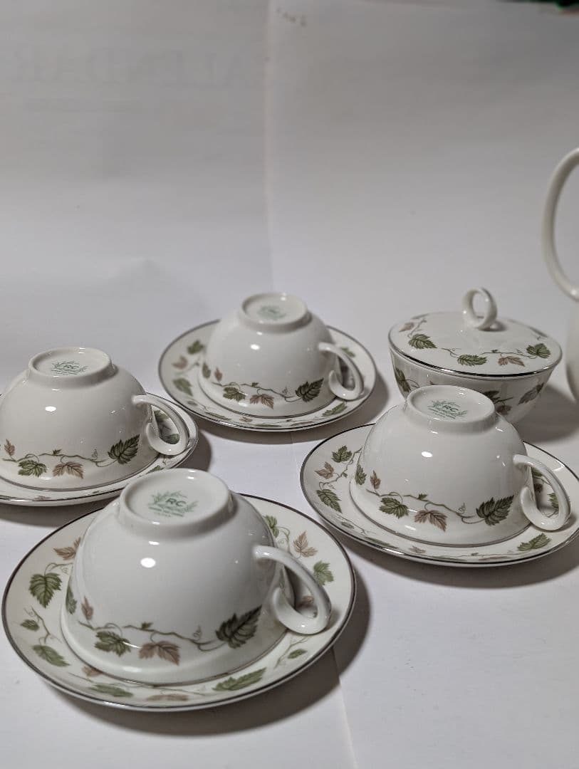 （台テ下）RC オールドノリタケ　葉模様の陶器ティーセット