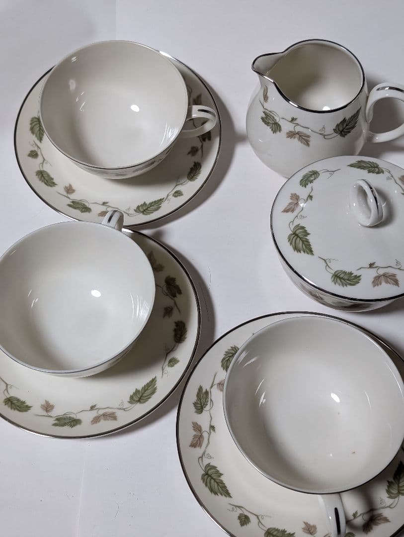 （台テ下）RC オールドノリタケ　葉模様の陶器ティーセット