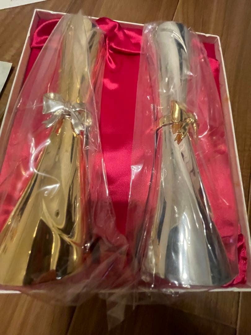 銀メッキ　ゴールド＆シルバー花器セット