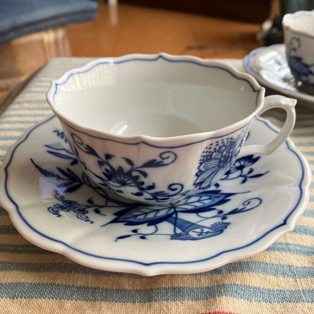マイセンブルーオニオン　ペアティーカップ&ソーサー