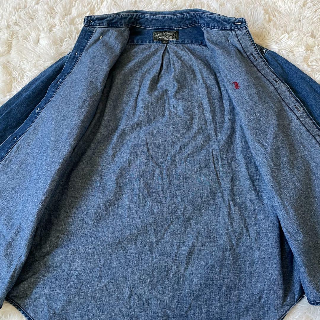 美品✨ 90s POLO COUNTRY ラルフローレン デニムシャツ M 濃紺