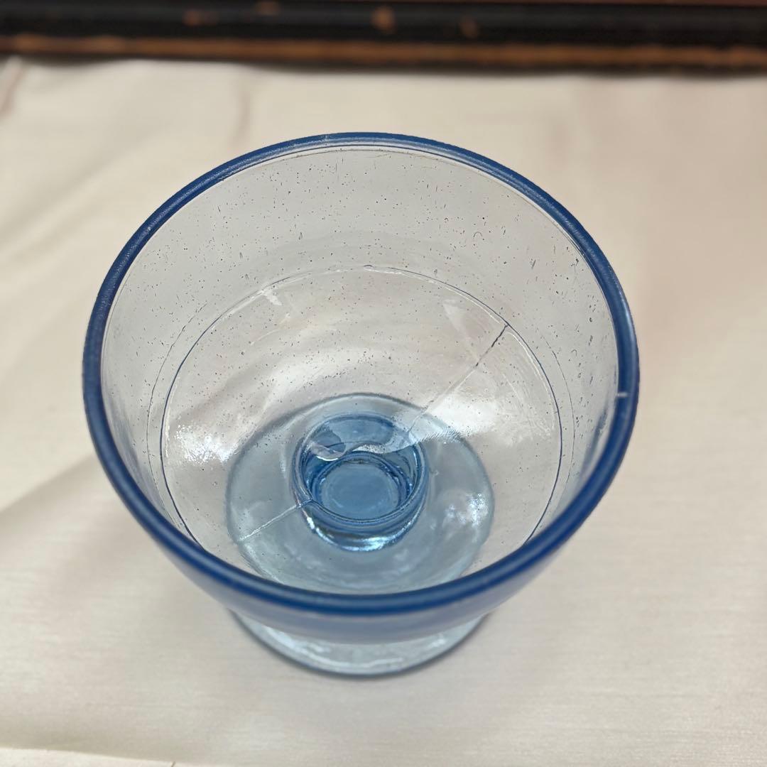 昭和レトロ　青色デザートカップ 5個セット　ガラス　かき氷