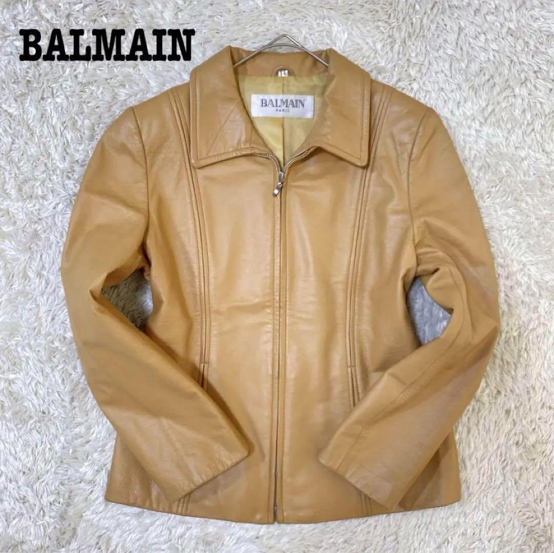 バルマン ラムレザージップアップジャケット ブルゾン L相当