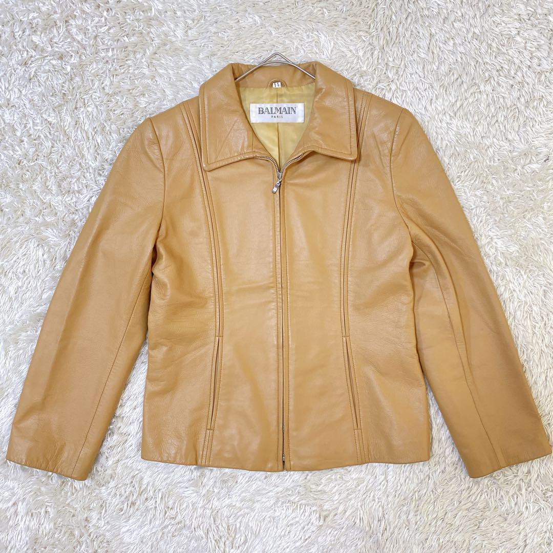 バルマン ラムレザージップアップジャケット ブルゾン L相当