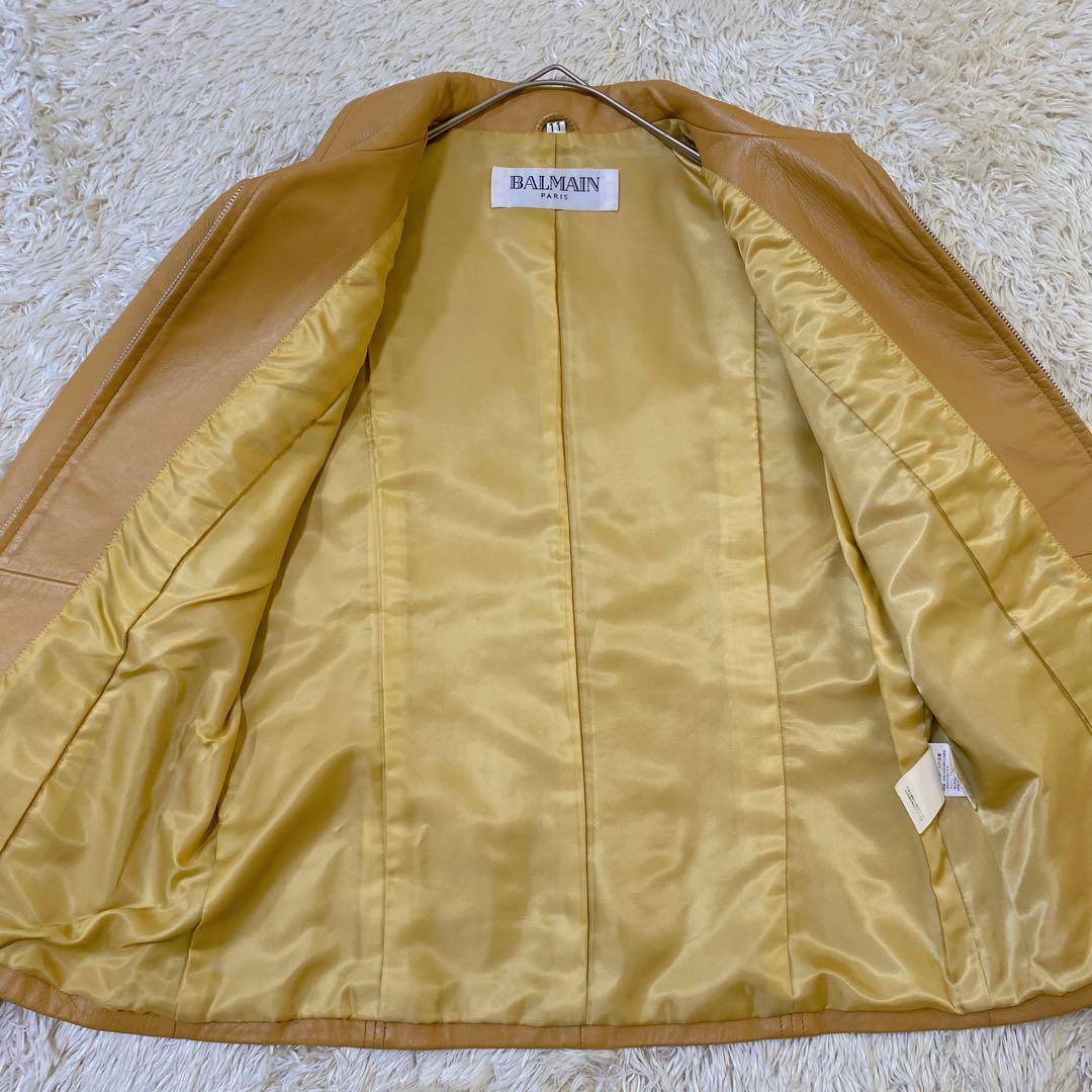 バルマン ラムレザージップアップジャケット ブルゾン L相当