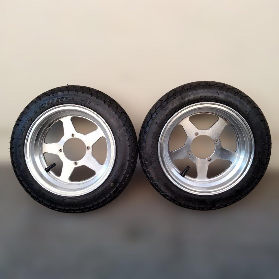 【ほぼ新品】10インチ タイヤホイール 左右セット3.00-10 TL DURO