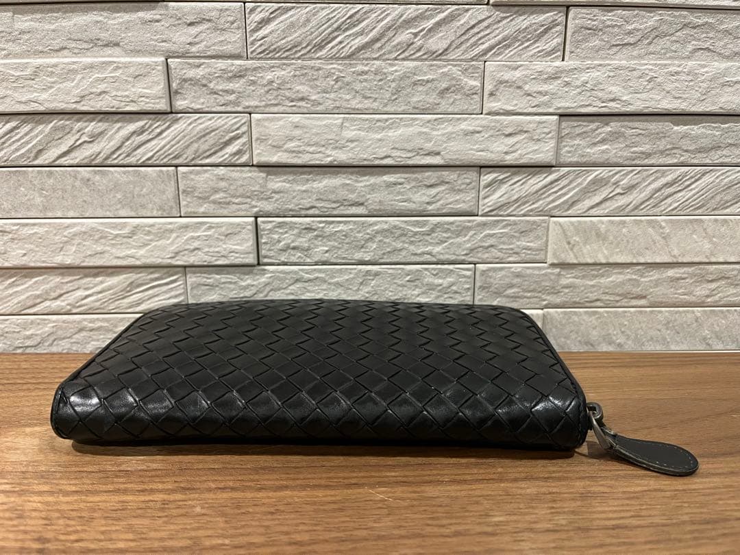 Bottega Veneta ブラックレザー編み込み長財布