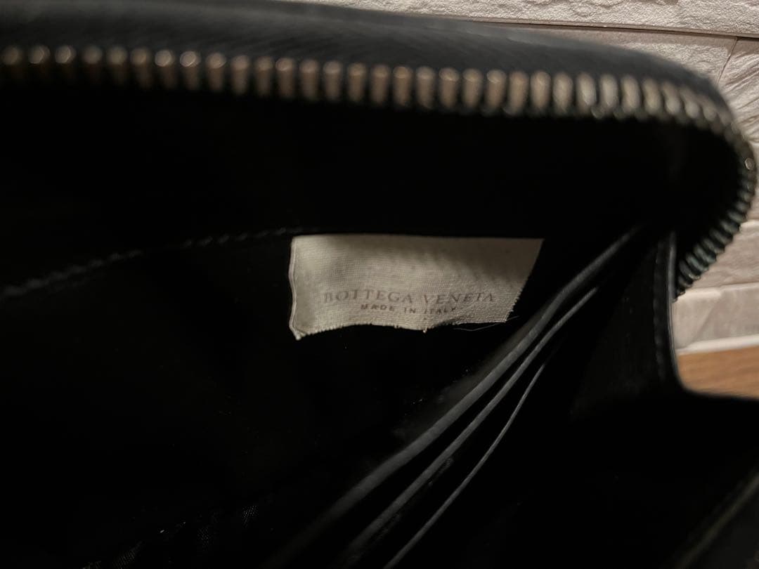 Bottega Veneta ブラックレザー編み込み長財布