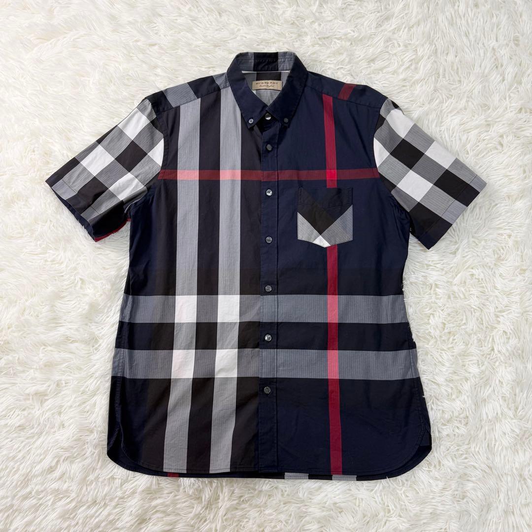 BURBERRY バーバリー ノバチェック 半袖シャツ ネイビー XLサイズ