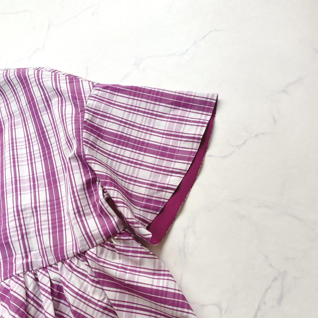 美品✨ドゥロワー コットンシルク チェック ブラウス 36 パープル