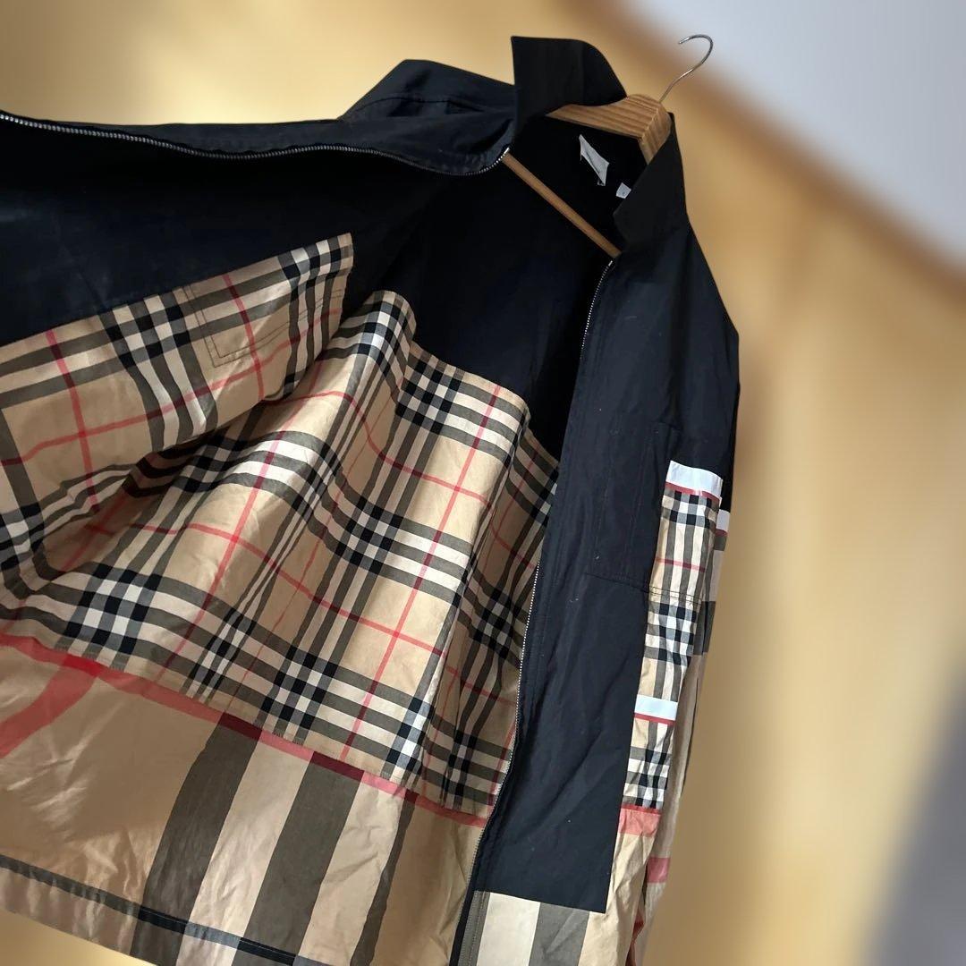 BURBERRY コットン長袖シャツジャケットL 黒/ベージュ