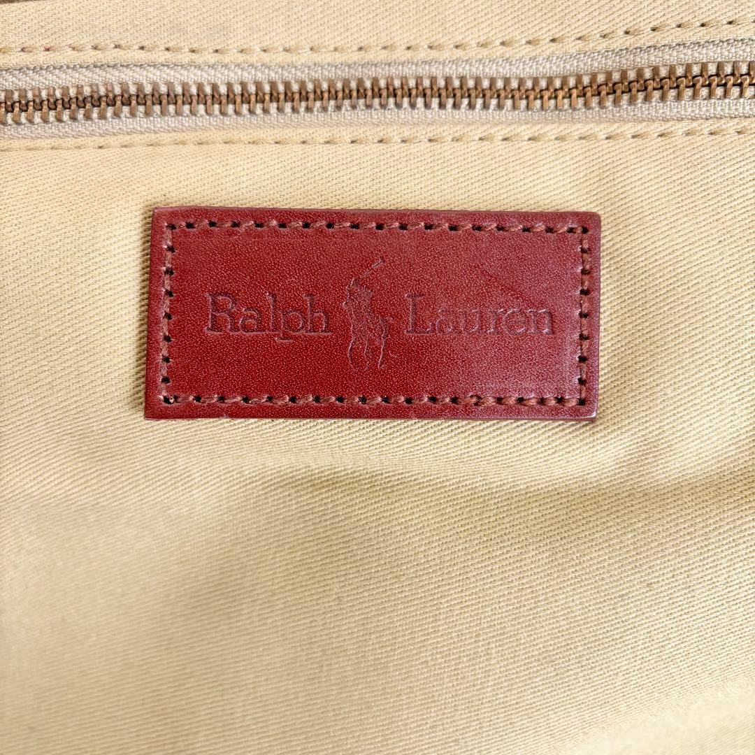 【美品】【ラルフローレン】グリーン チェック ショルダーメッセンジャーバッグ