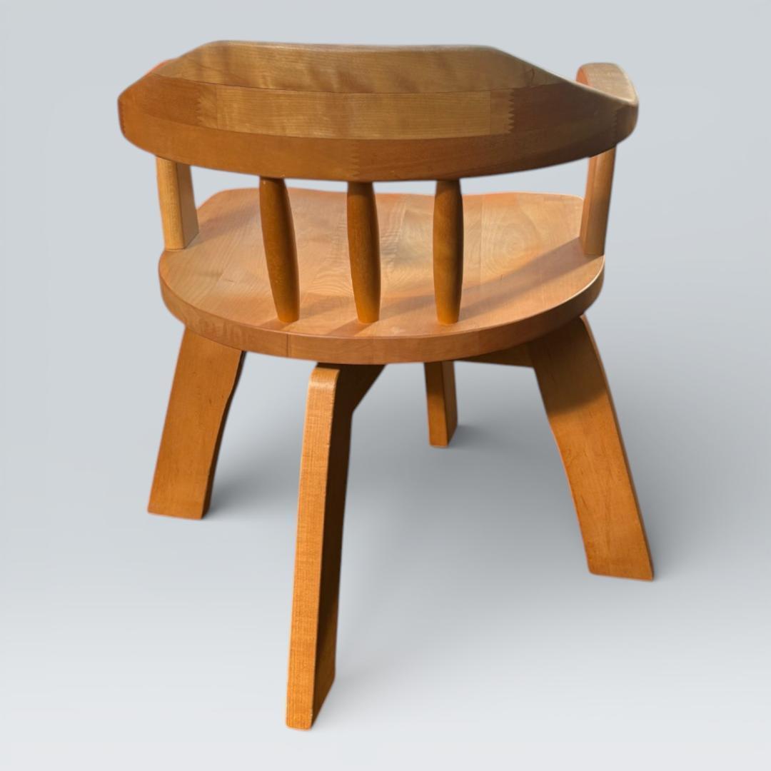 大川家具 回転ダイニングチェア 肘付き 幅58cm 天然木①