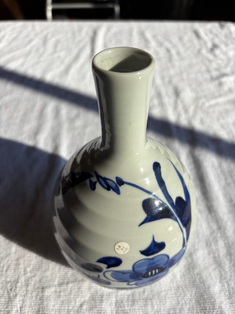 砥部焼　寿山　染付草花文　徳利　 花瓶　アンティーク小物