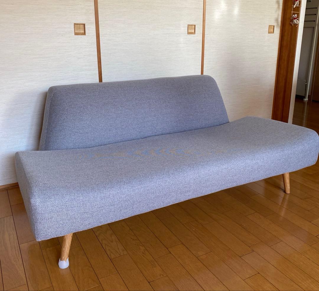 無印良品　［IDEE〕AO SOFA グレーの布製ソファ 2人掛け