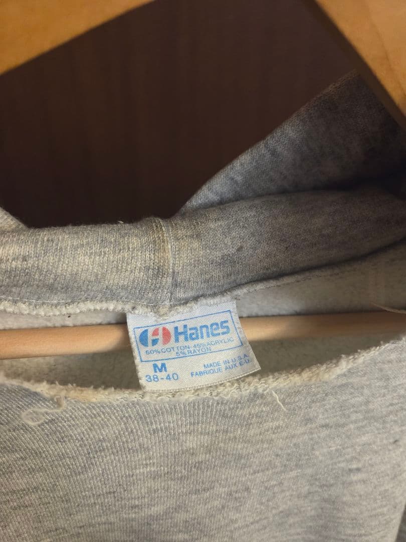 80s　Hanes USA製　ヴィンテージ　パーカー　霜降りグレー M