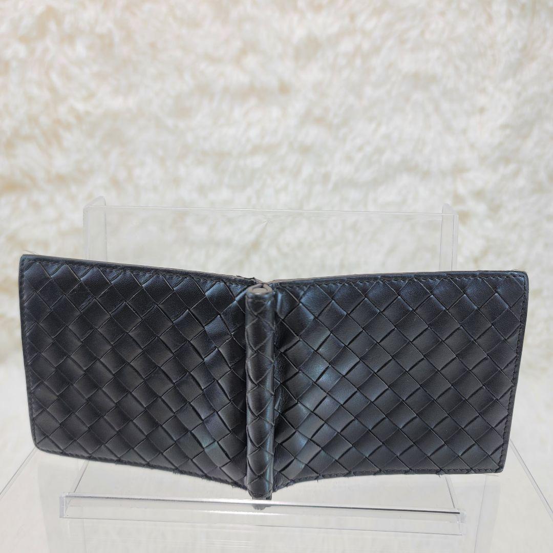 BOTTEGA VENETA　 ダークブラウン レザー マネークリップ　折り財布