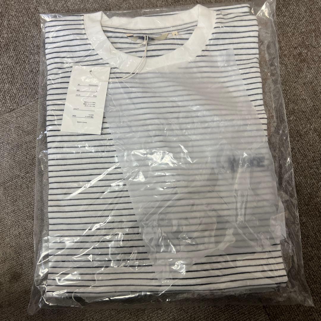 WAKE. ストライプオーバーサイズTシャツ白