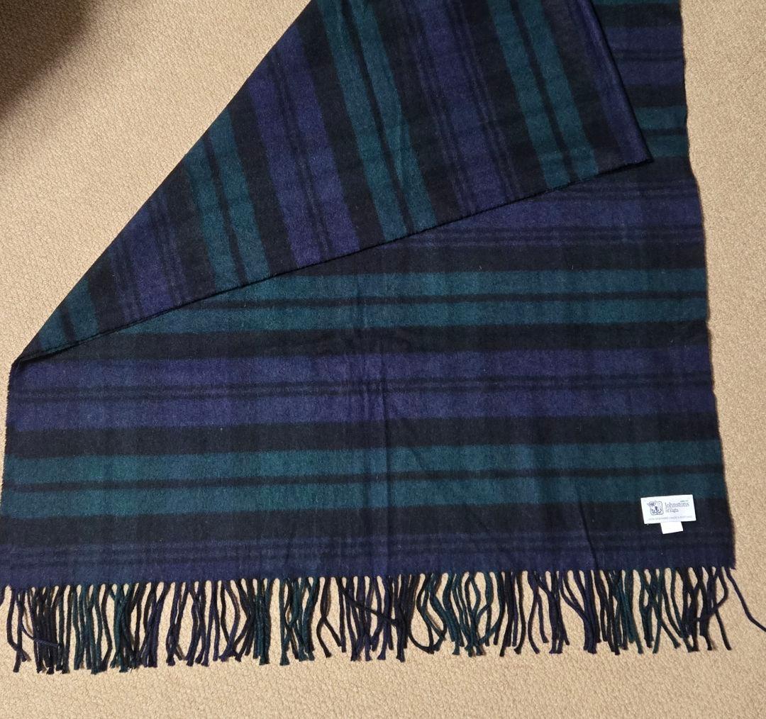Johnstons of Elgin カシミヤ大判ストール ブラックウォッチ