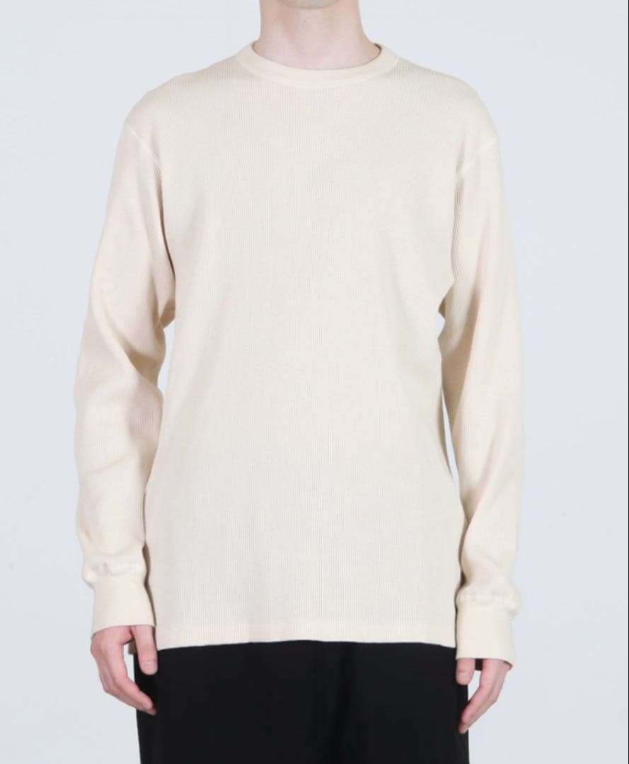 comoli (コモリ) コットンカシミヤ ワッフル長袖クルー