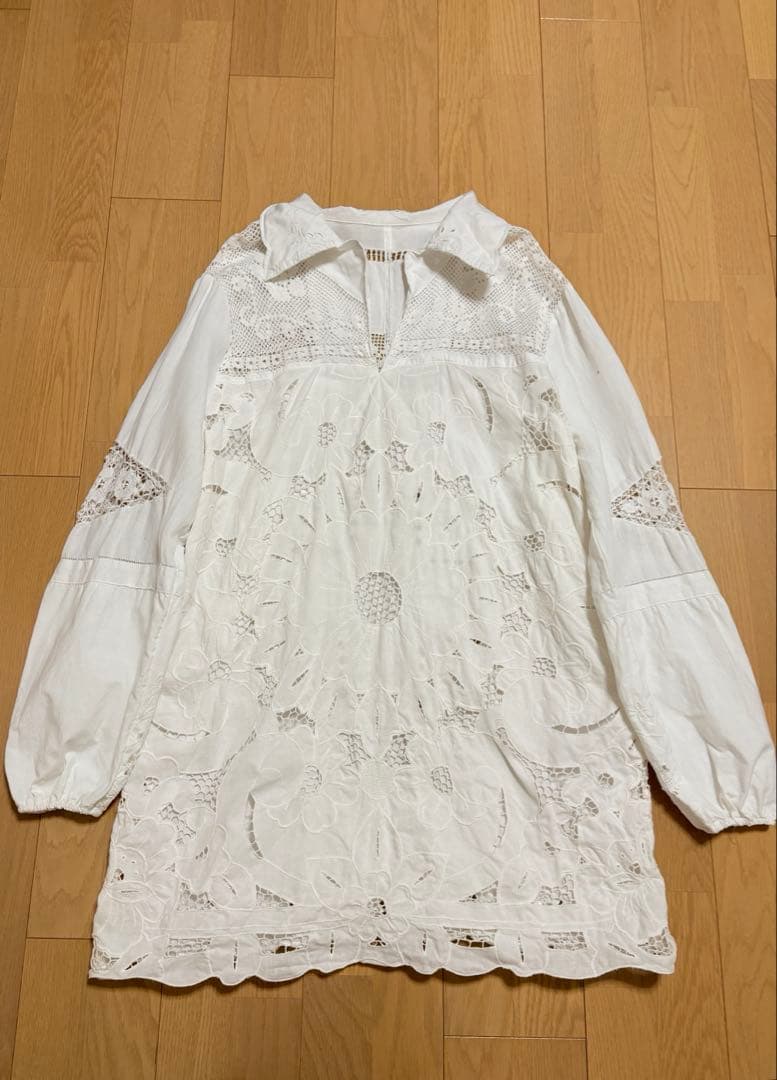 ヴィンテージ ワンピース　アンティーク　花柄　レース