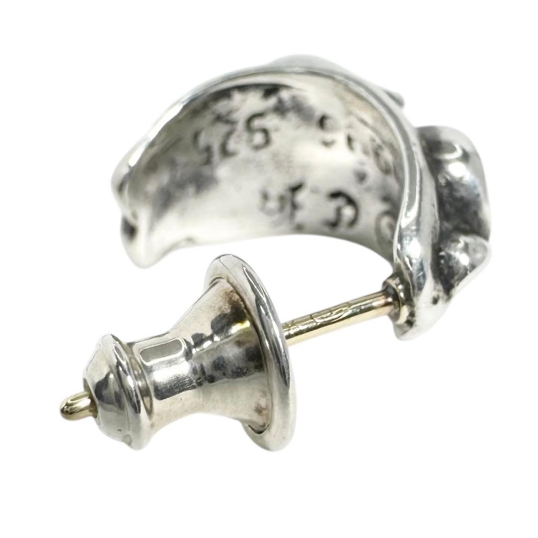 ★未使用★ CHROME HEARTS カーブド ティアドロップ ピアス SV
