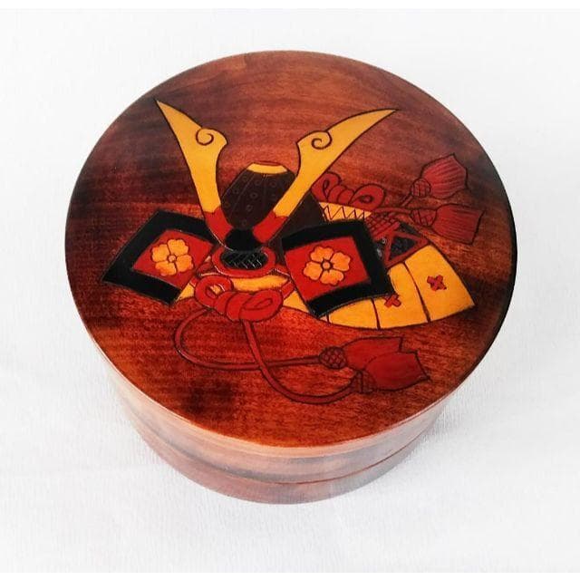 本漆塗 兜絵 6寸 二段重 18cm すり漆 讃岐漆器 重箱 弁当箱 端午節句