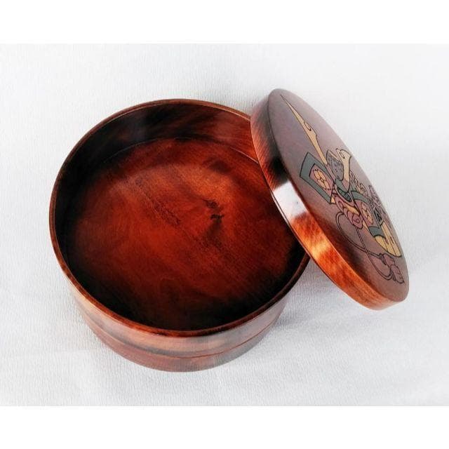 本漆塗 兜絵 6寸 二段重 18cm すり漆 讃岐漆器 重箱 弁当箱 端午節句