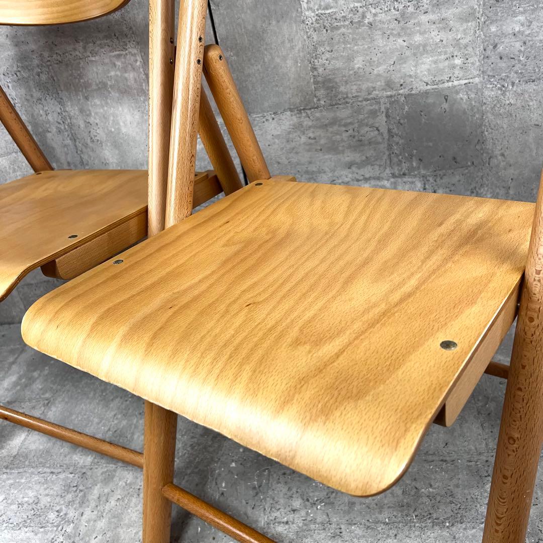 廃盤 無印良品 折りたたみイス 2脚セット 天然木 ブナ材 チェア　良品計画