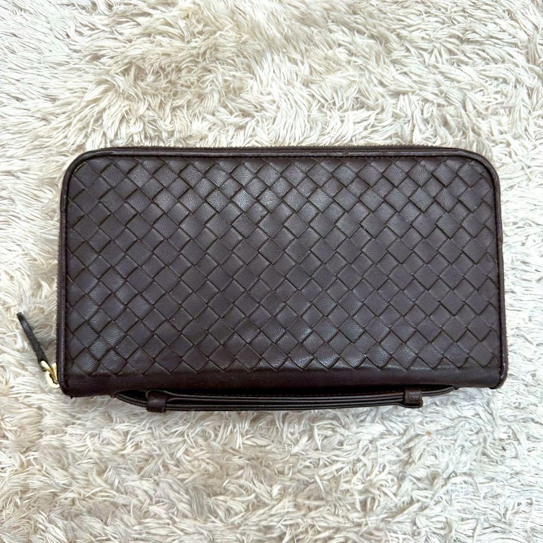 【美品】BOTTEGA VENETA オーガナイザー ブラウン イントレチャート