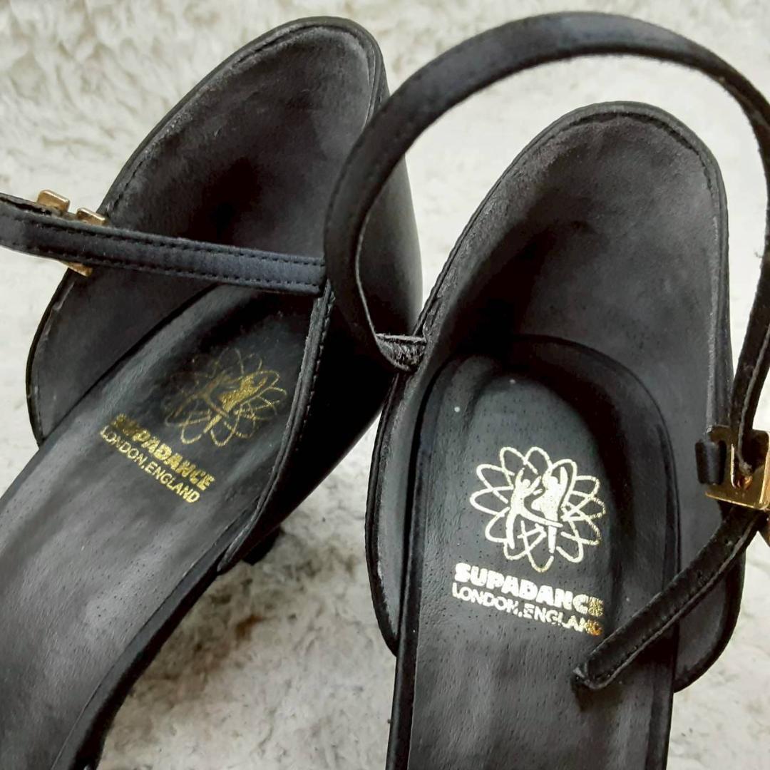 美品 24㎝◎Supadance スーパダンス 社交ダンスシューズ 黒 サテン