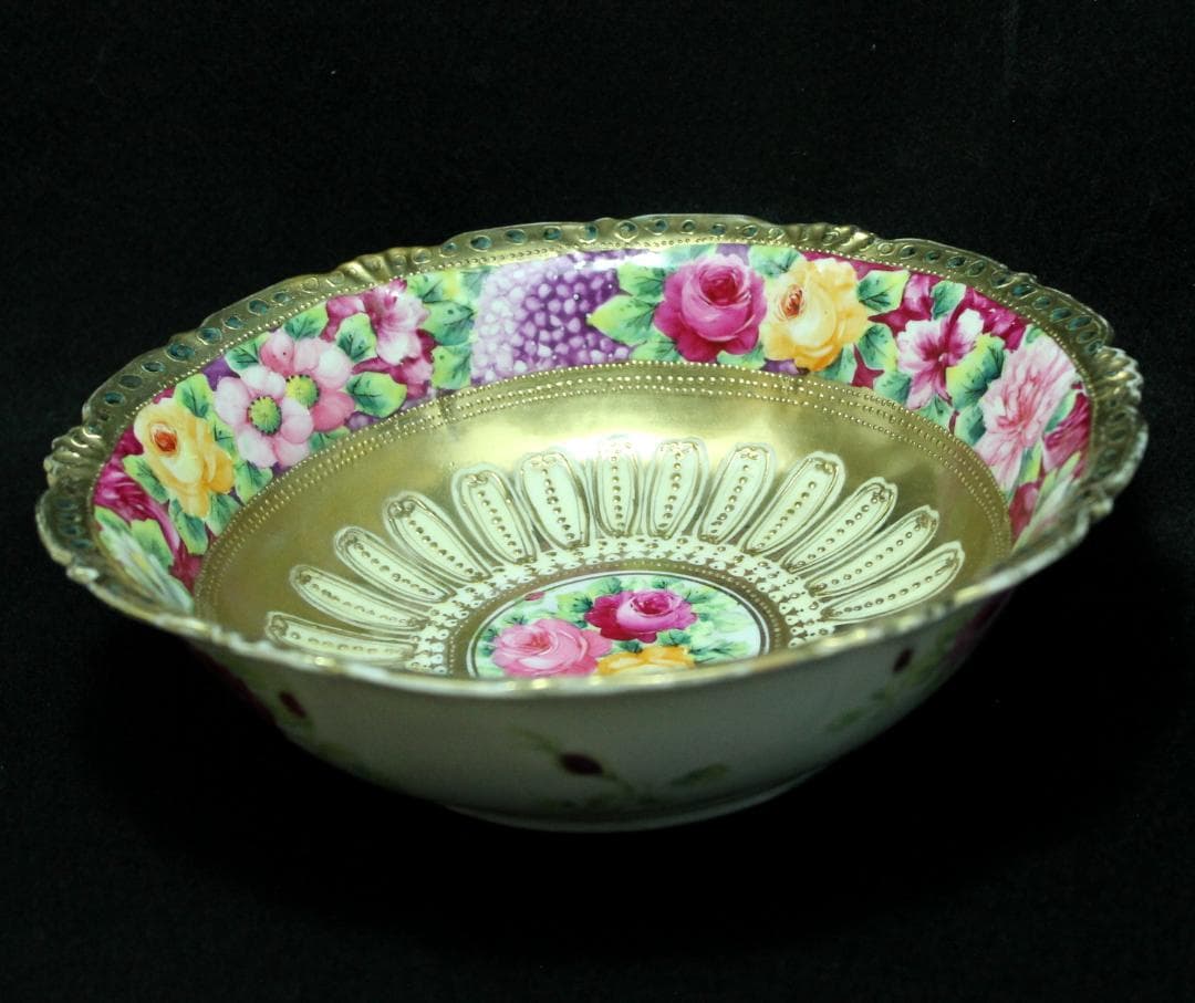 ◎【極希少品】オールドノリタケ 黄金に輝く大型ボウル メープルリーフ印★骨董品