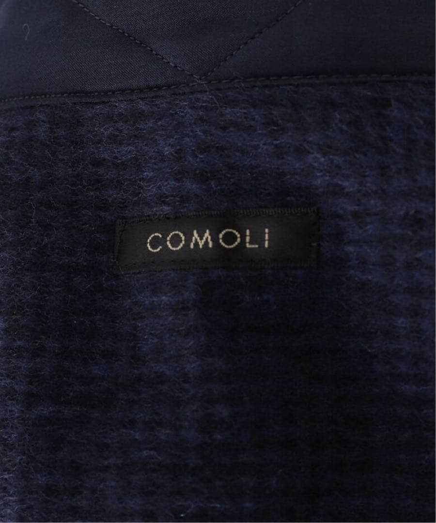 COMOLI W/CA ハウンドトゥース CPOシャツ　NAVY