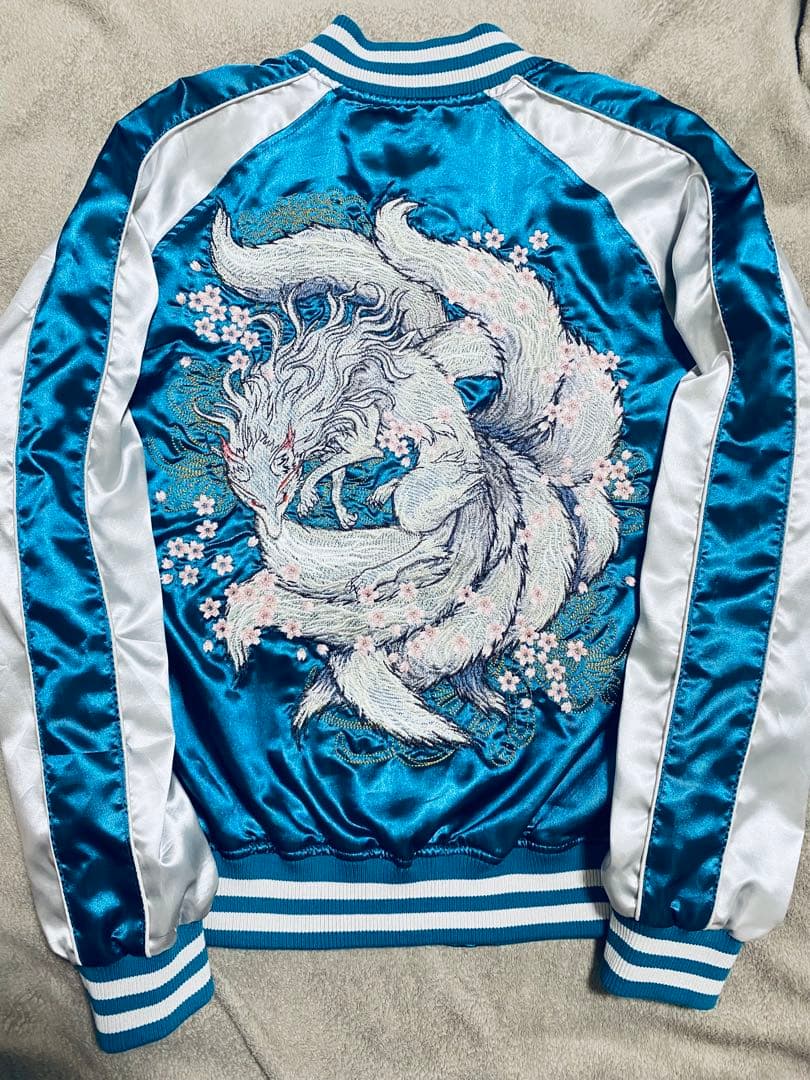 OBORO キツネ 美品 スカジャン unisex vintage サテン