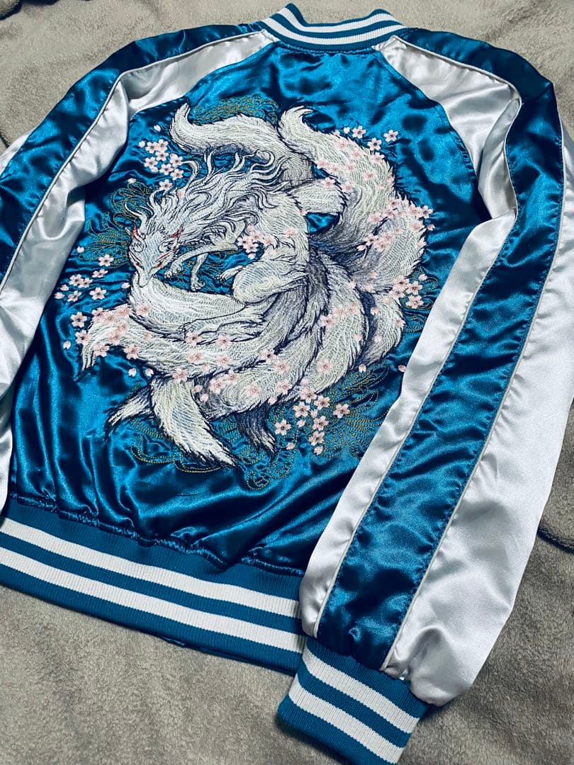 OBORO キツネ 美品 スカジャン unisex vintage サテン