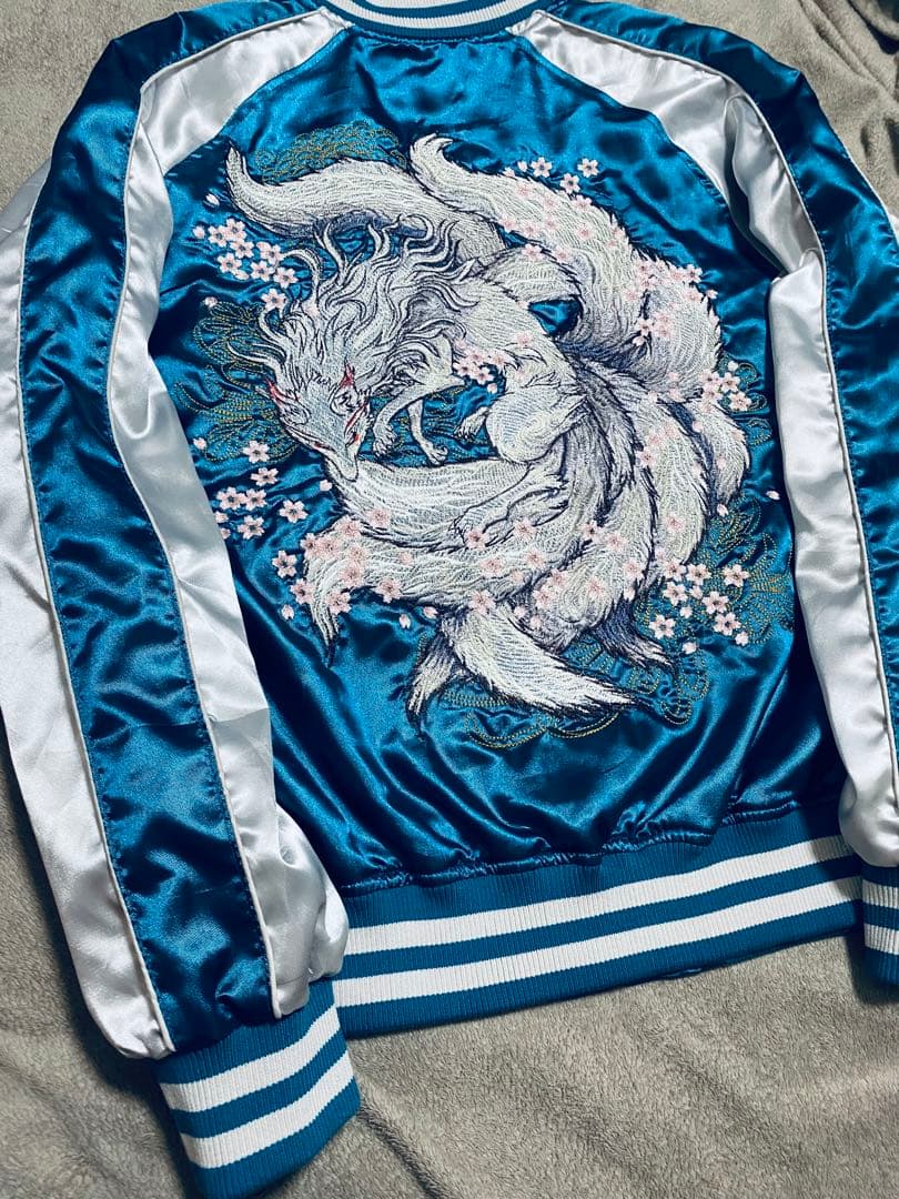 OBORO キツネ 美品 スカジャン unisex vintage サテン