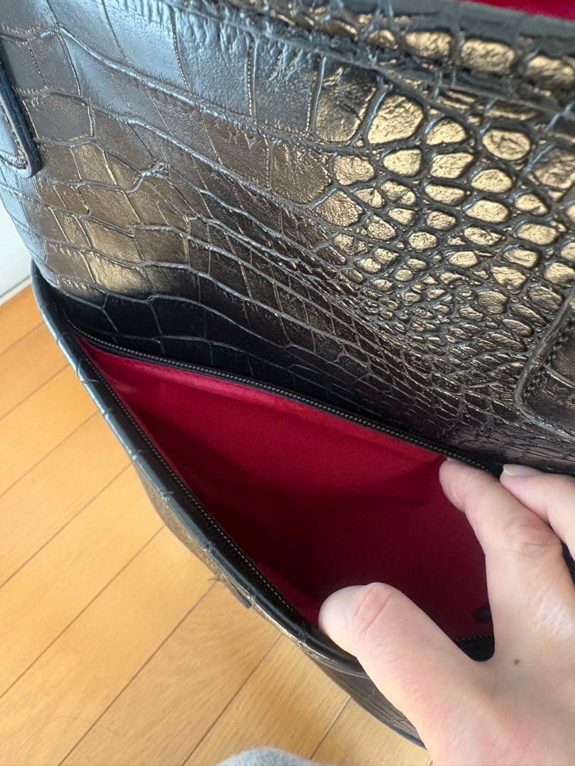 SWANY スワニー クロコ型押し キャリーバッグ ケース 黒 2way