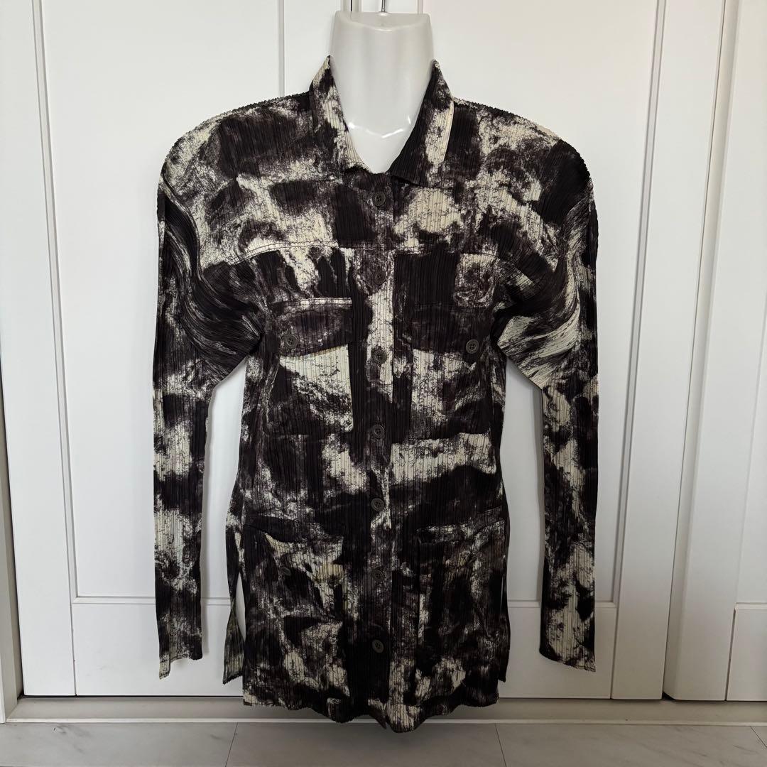 ＊未着用・極美品＊プリーツプリーズ マーブルプリント トラッカージャケット 3