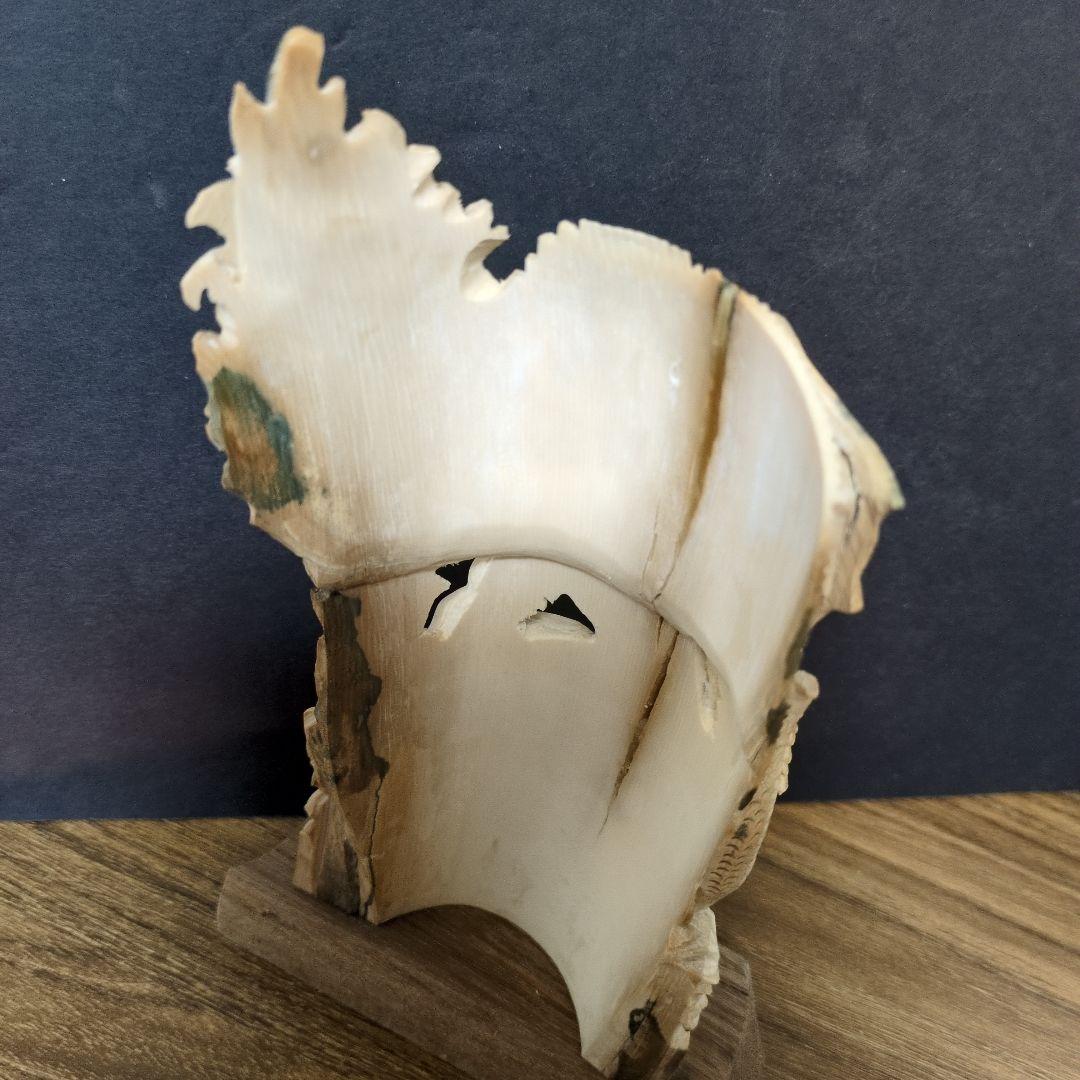（希少） マンモス牙彫刻ストーンドラゴン 置物 本物保証 ロシア産 マンモス牙