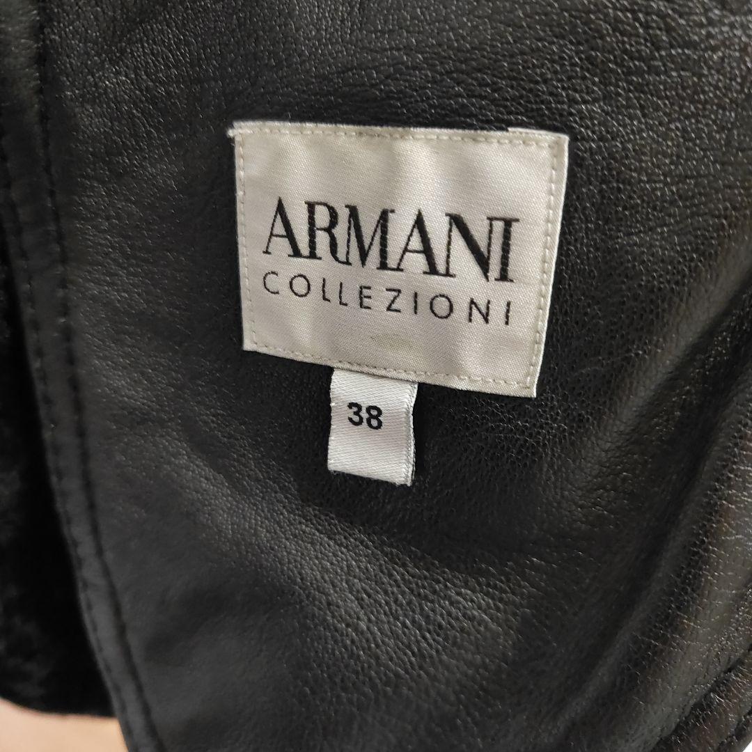 ARMANI COLLEZIONI ブラックコート 38ラムレザー