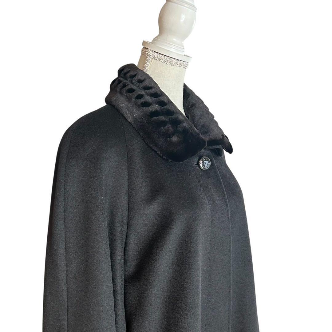 美品バルマン　大きいサイズ15号　滑らか　上質カシミヤロングコート